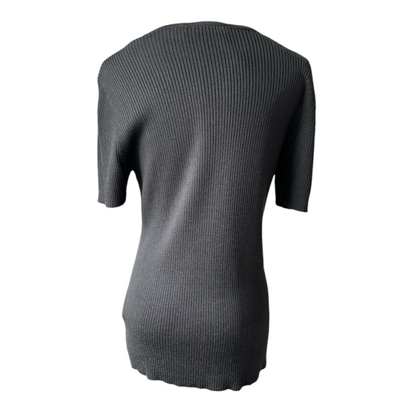 Nordstrom silk long sleeve button down ribbed cardigan twin set w/shell | Size M - Picture 3 of 15